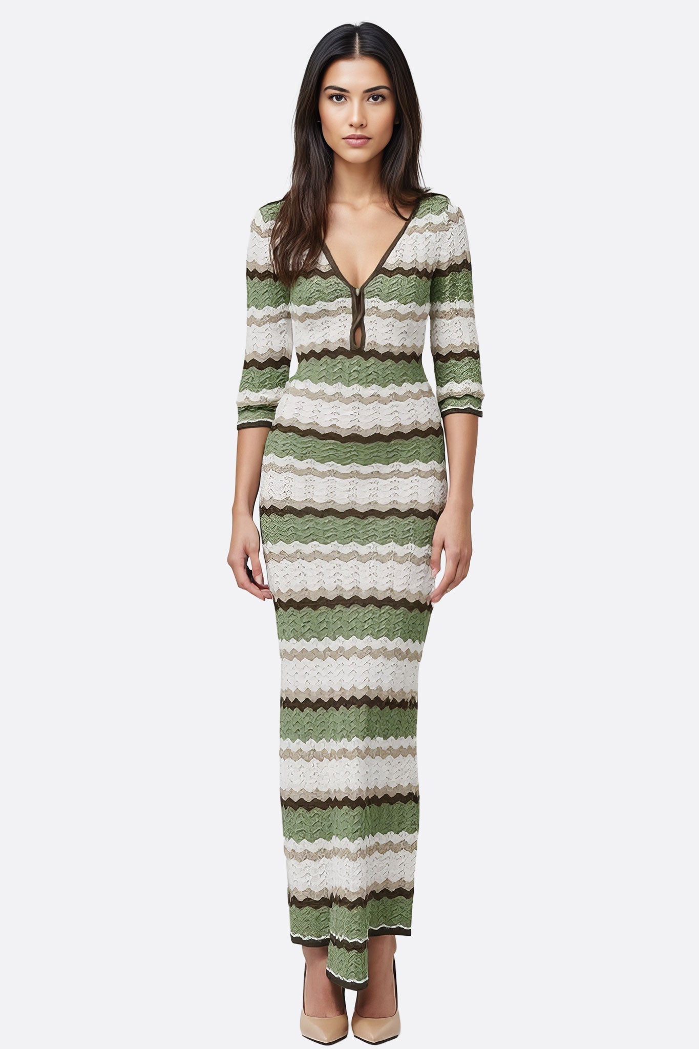 Crochet Maxi Long Dress with Flared Sleeves