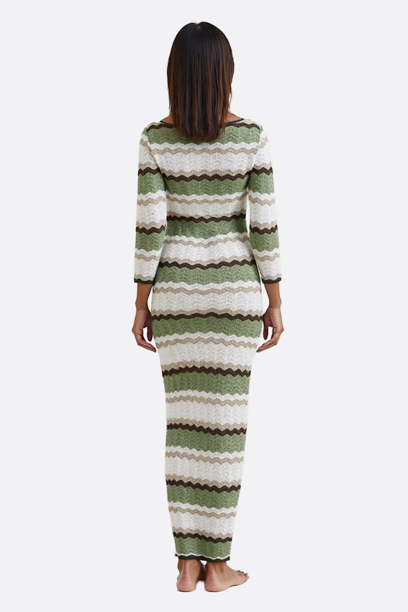 Crochet Maxi Long Dress with Flared Sleeves