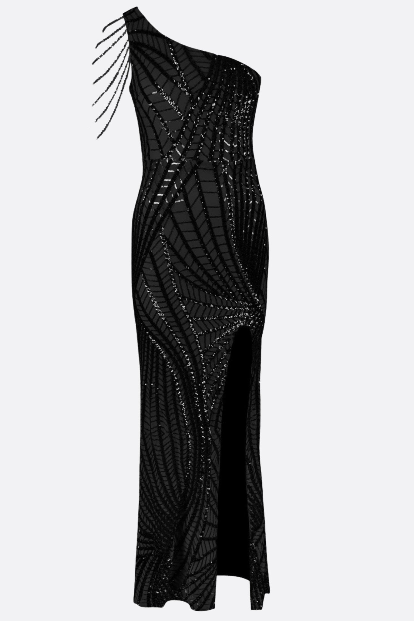 Black Asymmetric Evening Dress
