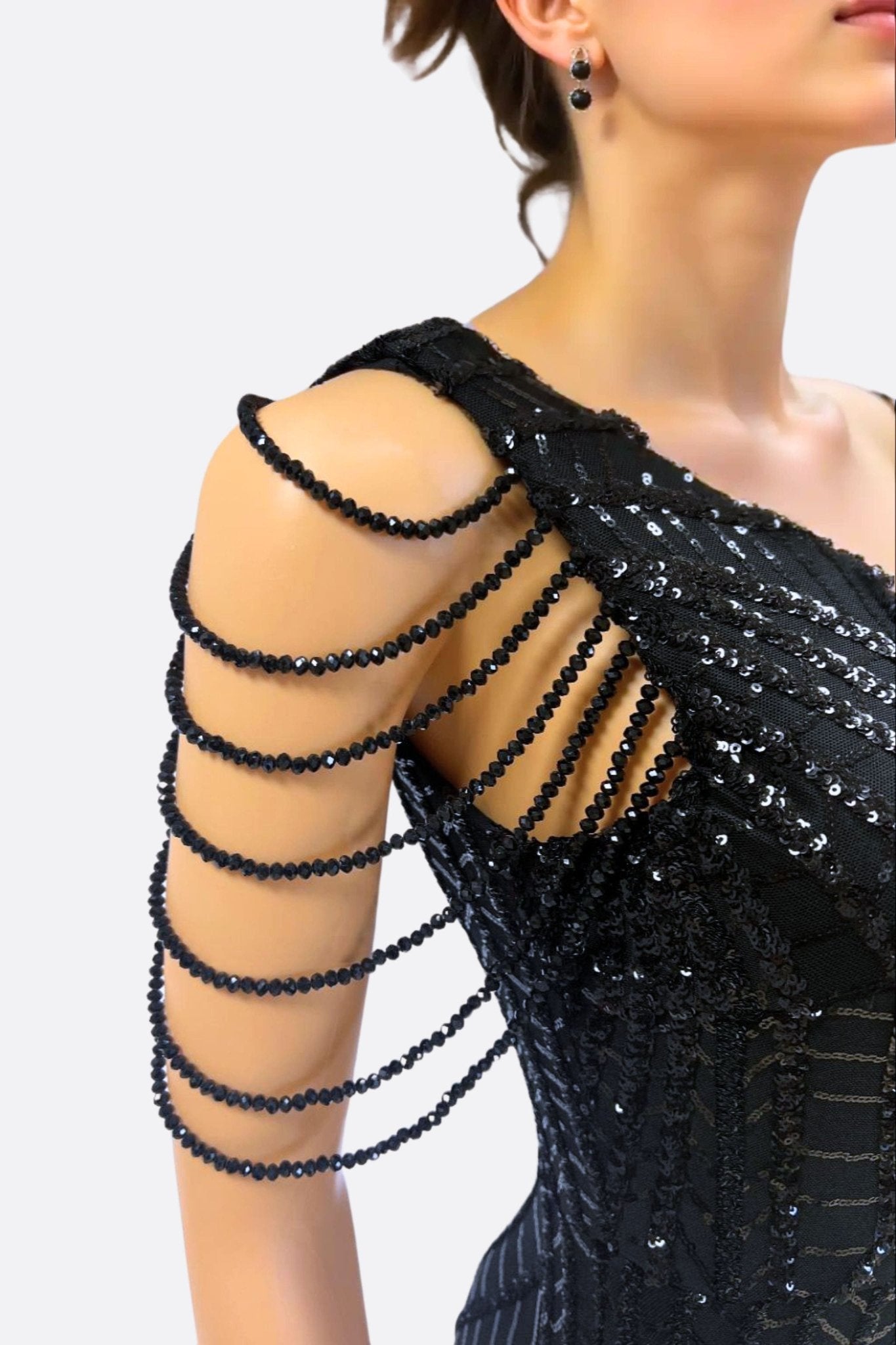 Black Asymmetric Evening Dress
