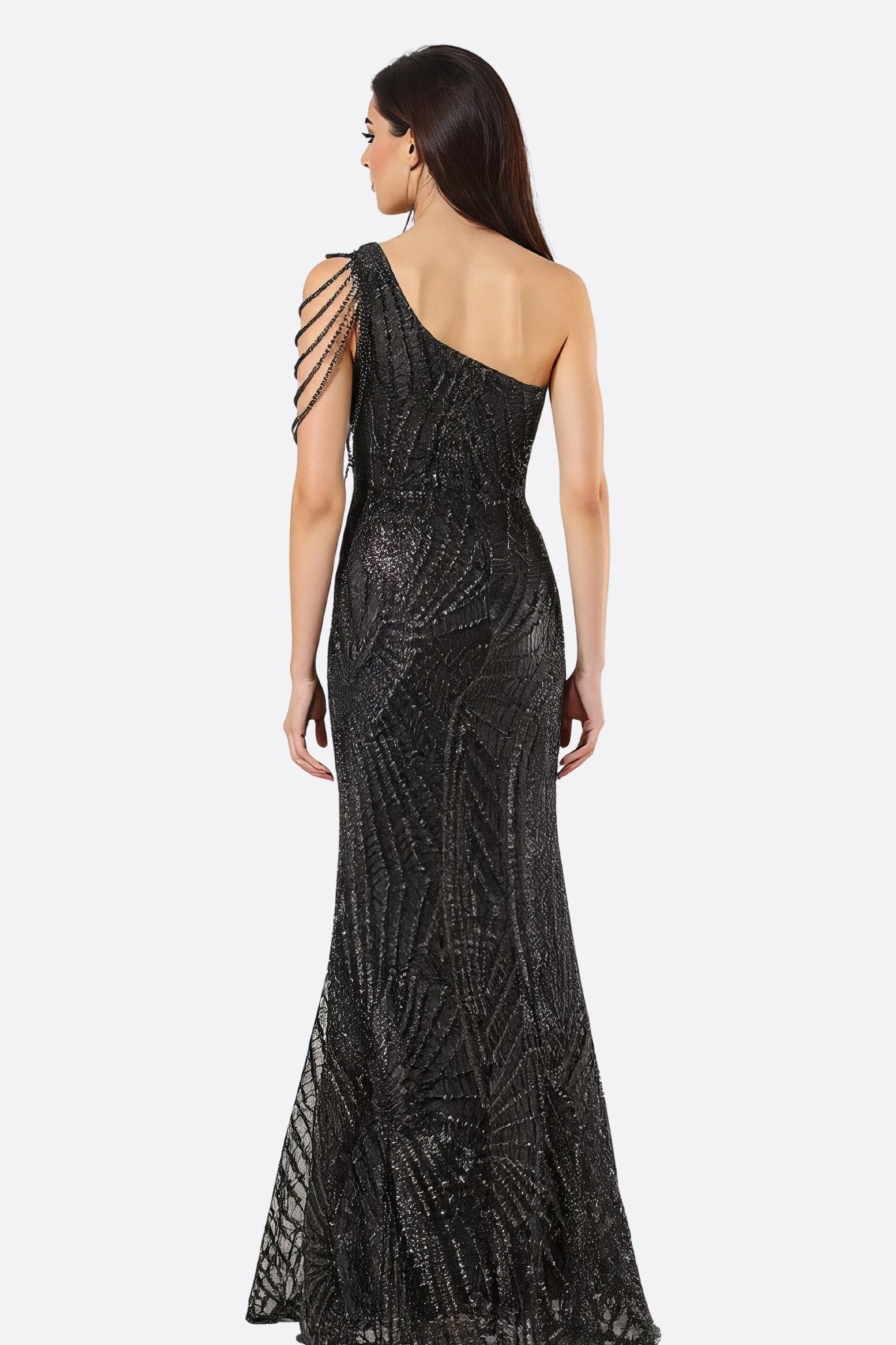 Black Asymmetric Evening Dress