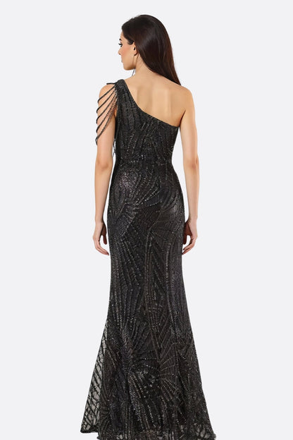 Black Asymmetric Evening Dress