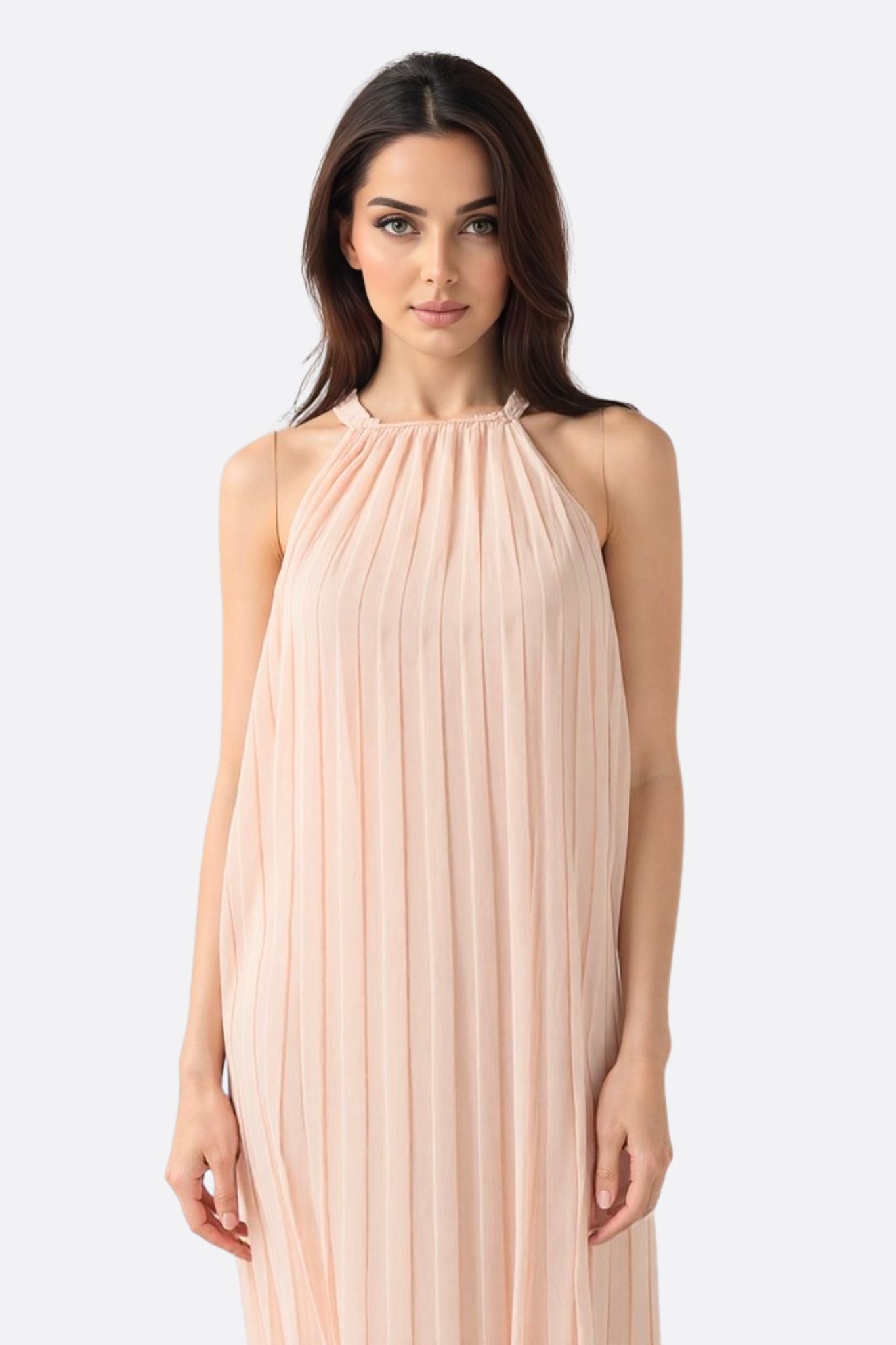 Pleated Chiffon Maxi Dress