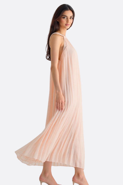 Pleated Chiffon Maxi Dress