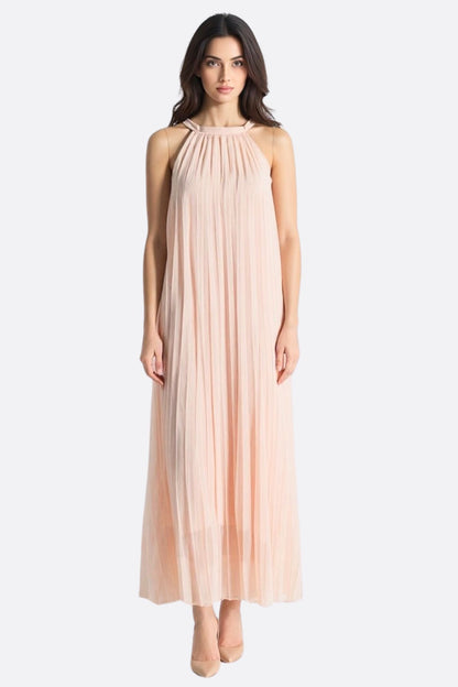 Pleated Chiffon Maxi Dress