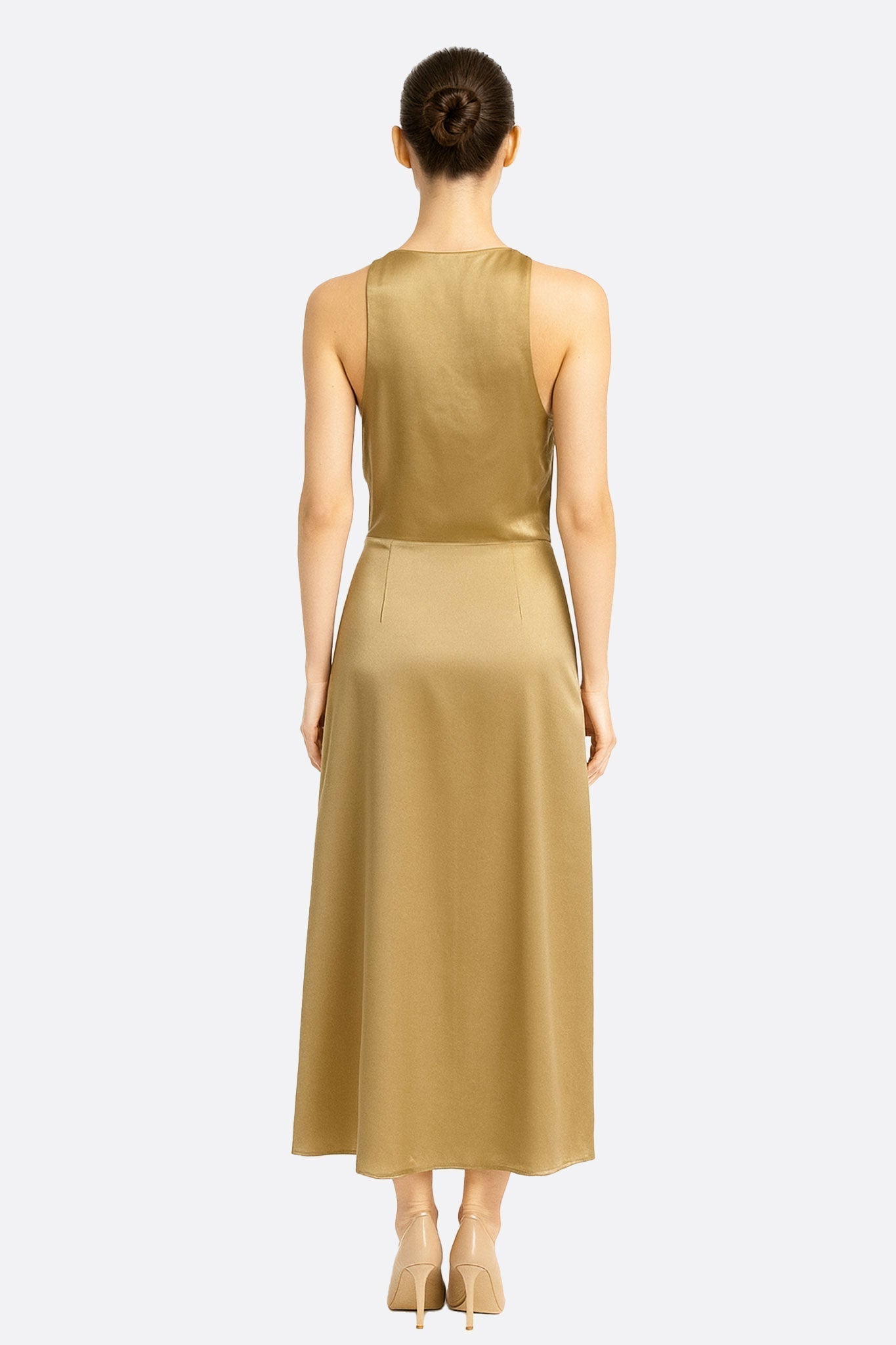 Satin Gold Maxi Dress