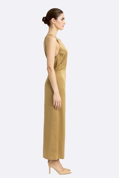 Satin Gold Maxi Dress