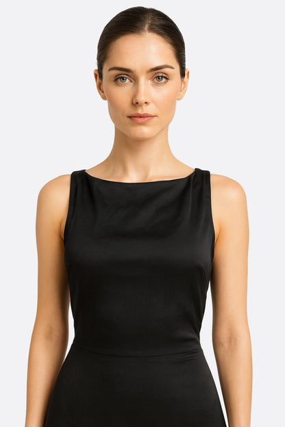 Black Satin Maxi Dress