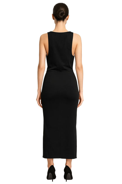 Black Satin Maxi Dress