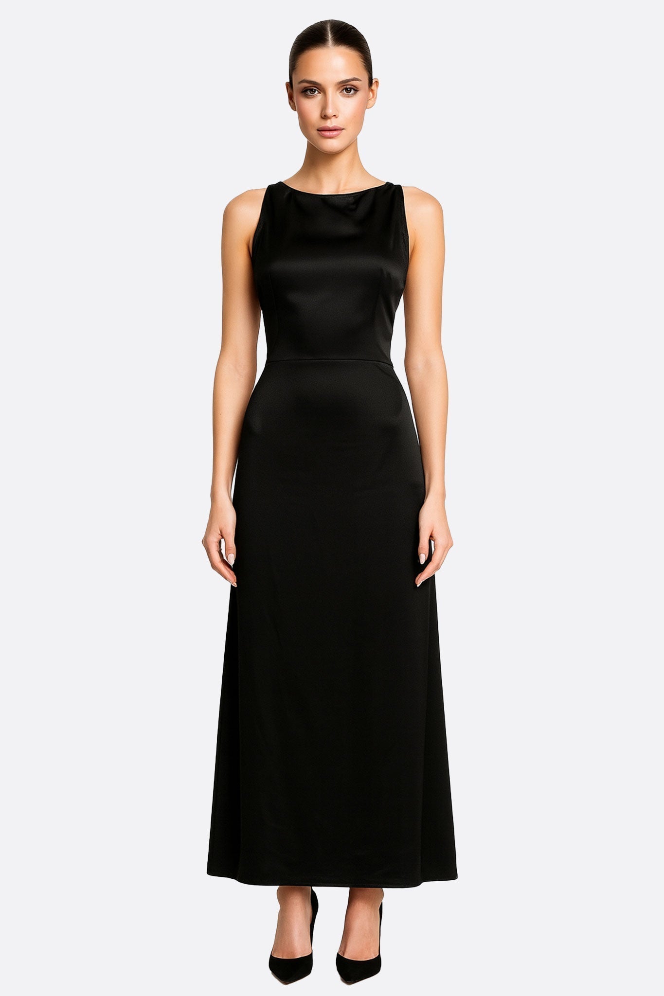 Black Satin Maxi Dress