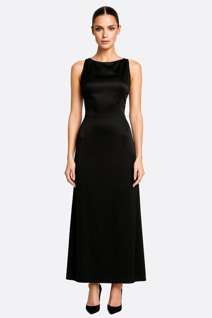 Black Satin Maxi Dress