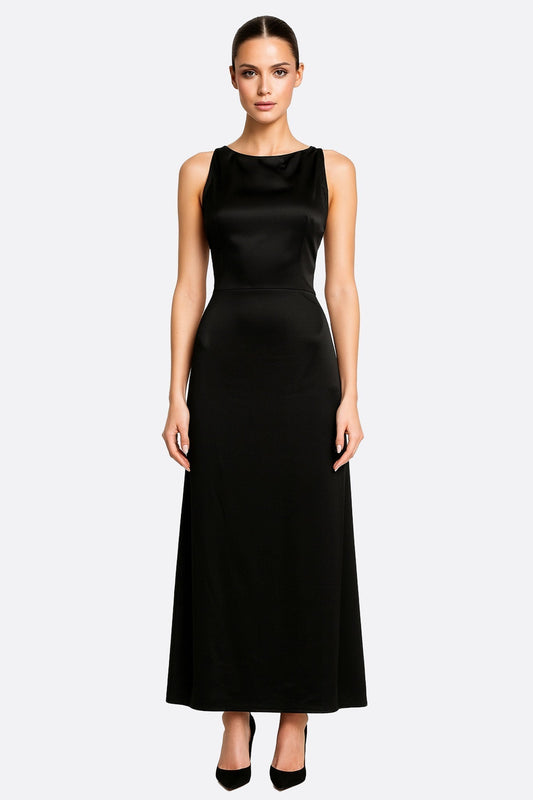 Black Satin Maxi Dress