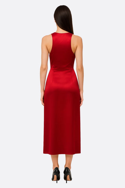 Red Satin Maxi Dress