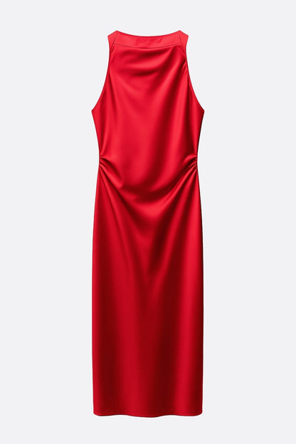 Red Satin Maxi Dress