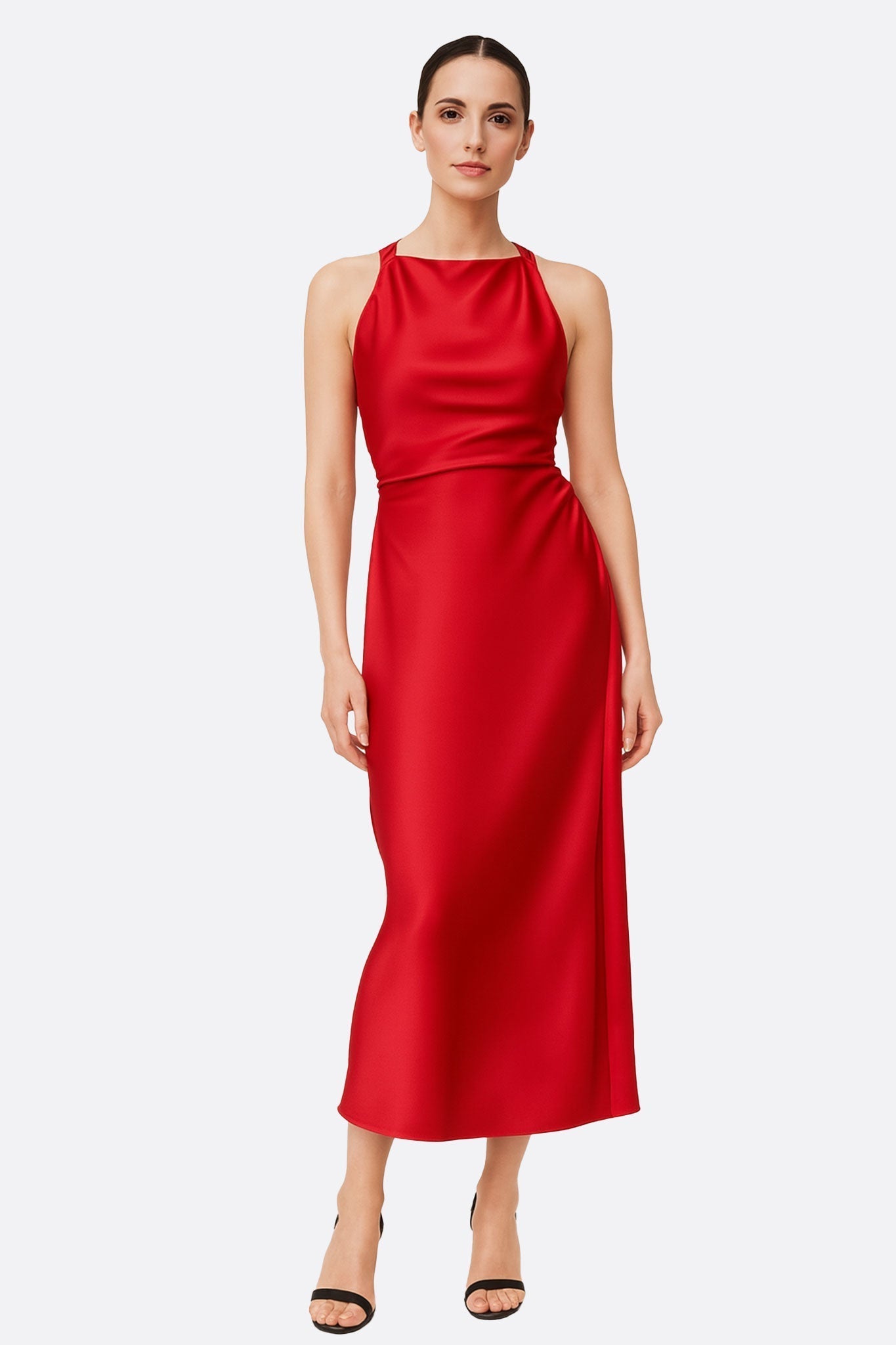 Red Satin Maxi Dress