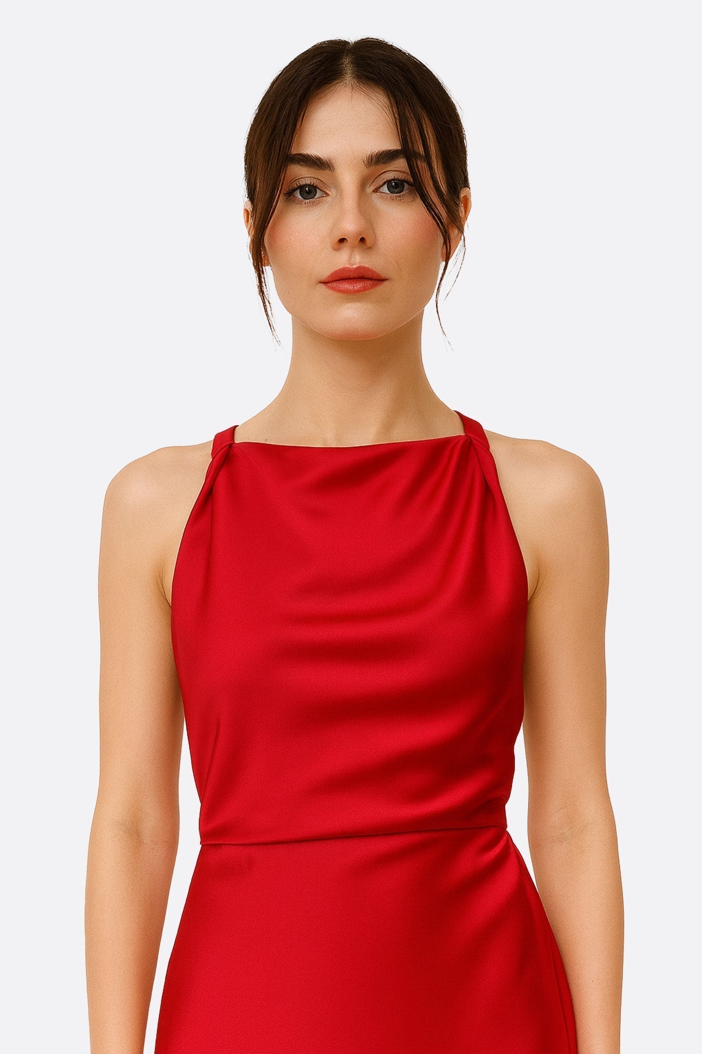 Red Satin Maxi Dress
