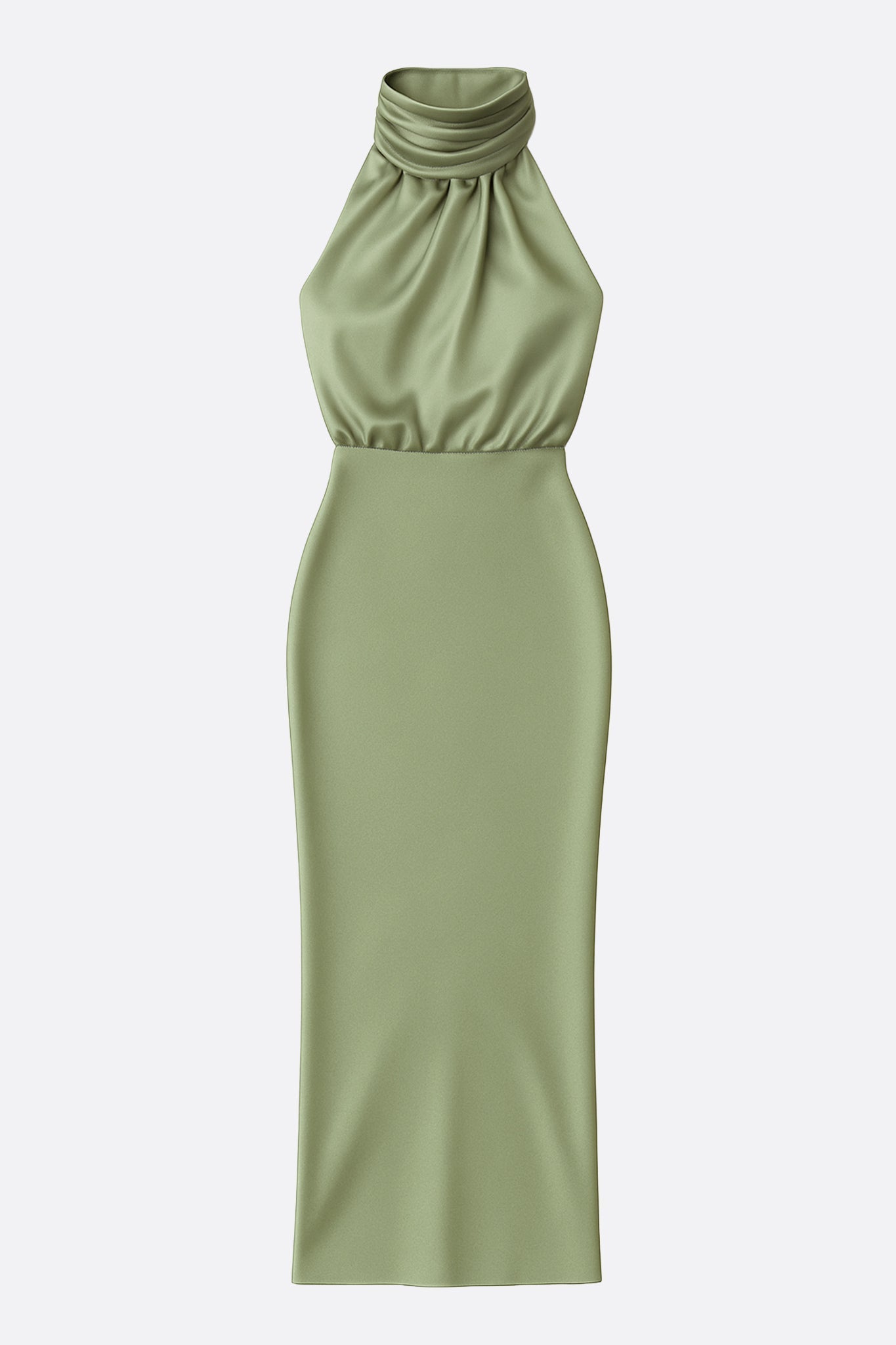 Sage Green Satin Midi Dress